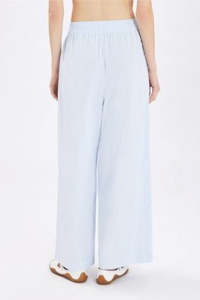 High Lab Sojourn Pant in striped cotton with drawstring waistband and slant pockets