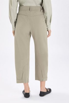 High Lola Pants in cotton-lyocell blend fabric showcasing a turned-down waistband with belt loops.