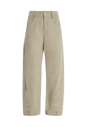 High Lola Pants in cotton-lyocell blend fabric showcasing a turned-down waistband with belt loops.