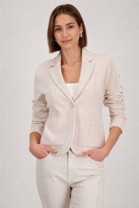 Monari basic blazer jacket in cpg beige with a tailored cut and lapel collar