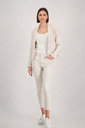Monari basic blazer jacket in cpg beige with a tailored cut and lapel collar