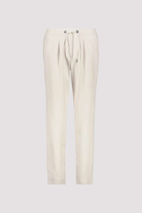 Beige Monari Basic Sweatpants featuring a tapered leg and elasticated tie-up waistband