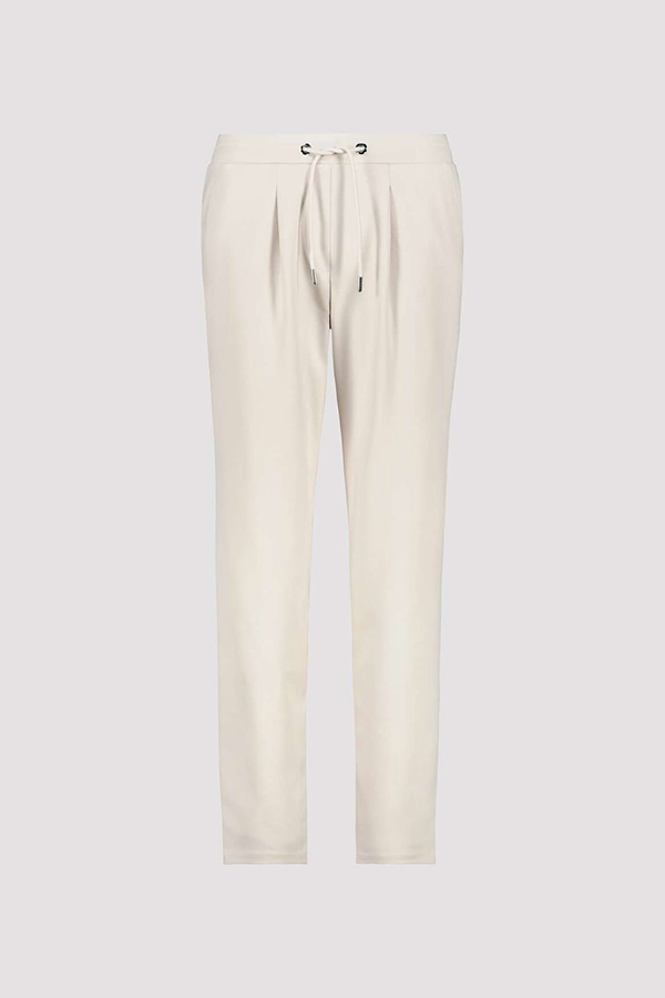 Beige Monari Basic Sweatpants featuring a tapered leg and elasticated tie-up waistband