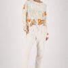 Beige Monari Basic Sweatpants featuring a tapered leg and elasticated tie-up waistband