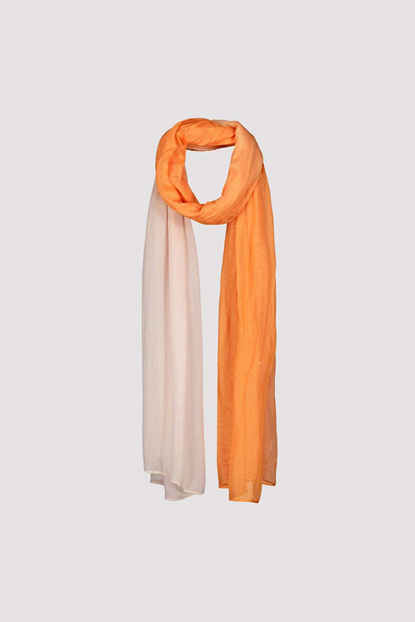 Monari gradient scarf in warm aperitif orange and blush tones, lightweight ombré design viscose fabric