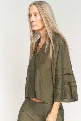 Mos Mosh Aleysa Nile Blouse in Olive Night