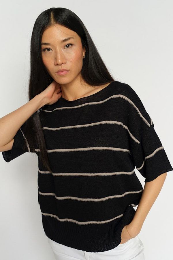 Mos Mosh Arlen Paper SS Knit Black