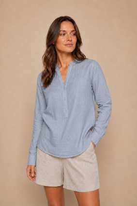 Mos Mosh Danna Linen Blouse Brnb Blue f
