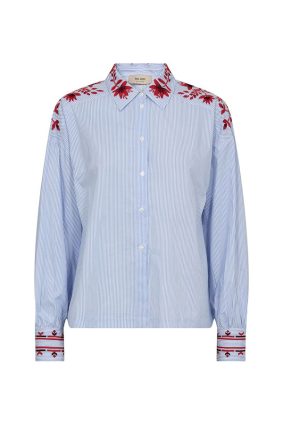 Mos Mosh Osmo Stripey Shirt Brnr Blue