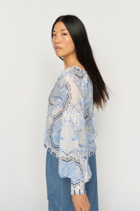 Mos Mosh Wylde Orchid Blouse Brnr Blue with floral print