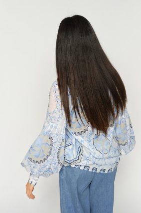 Mos Mosh Wylde Orchid Blouse Brnr Blue with floral print