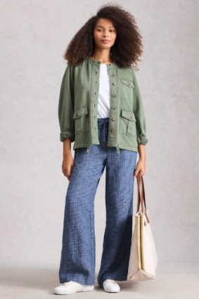 Relaxed fit blue linen trousers by White Stuff