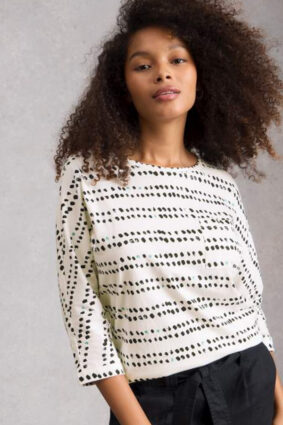 White Stuff Demi Dolman Top Ivory PR on model