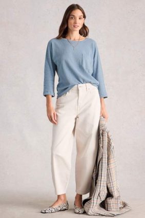 White Stuff midnight blue dolman sleeve top