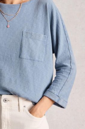 White Stuff midnight blue dolman sleeve top