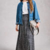 White Stuff Jada Jersey Maxi Skirt Navy Multi on model