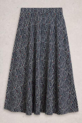 White Stuff Jada Jersey Maxi Skirt Navy Multi on model