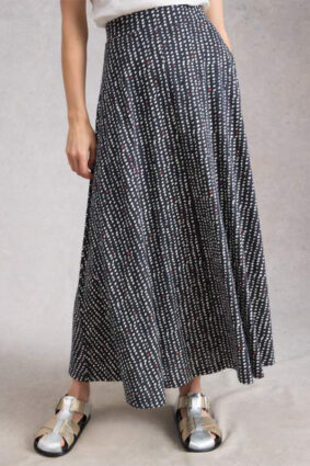 White Stuff Jada Jersey Maxi Skirt Navy Multi on model