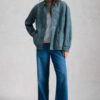 White Stuff Luna Denim Jacket Mid Denim on model