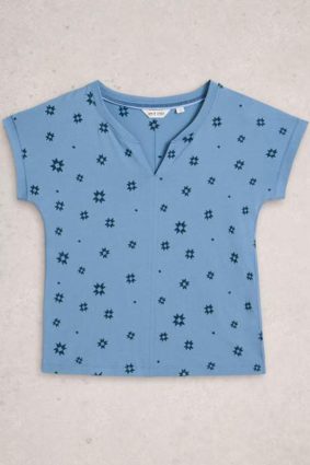 White Stuff Nelly embroidered tee in midnight blue