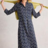 White Stuff Rua Jersey Shirt Dress Navy PR on model
