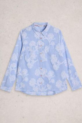 White Stuff Sophie Jacquard Shirt in blue multi