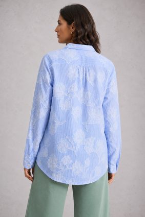 White Stuff Sophie Jacquard Shirt in blue multi