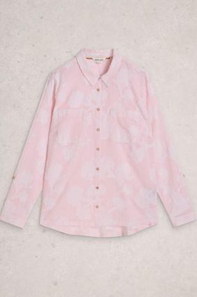 White Stuff Sophie Jacquard Shirt in pink multi