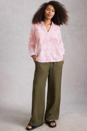White Stuff Sophie Jacquard Shirt in pink multi
