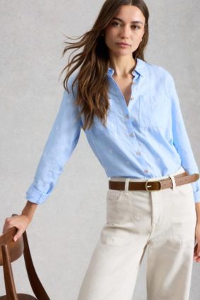 White Stuff Sophie Organic Cotton Shirt in blue multi