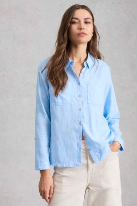 White Stuff Sophie Organic Cotton Shirt in blue multi