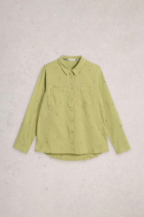 The White Stuff Sophie Organic Cotton Shirt Lgt Green is an easy everyday shirt that brings a fresh pop of colour to your wardrobe.