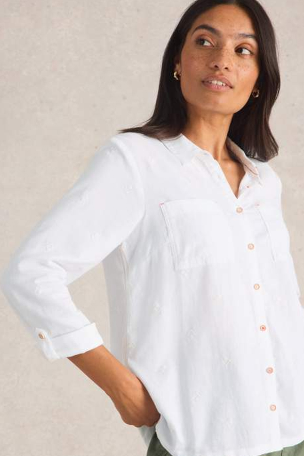 White Stuff Sophie Organic Cotton Shirt in pale ivory