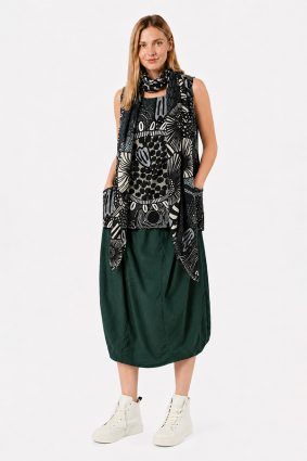 Black Label Scarf Multicolour featuring abstract composition in monochrome and muted teal