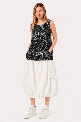 Black Label Skirt Off White designed with gathered cargo-inspired pockets and subtle seam detailing