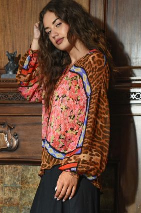 Curate A Fresh Take Blouse Leopard Rose