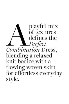 Curate Perfect Combination Dress Navy Alt Text A playful mix of textures defines the Curate Perfect Combination Dress, blending a relaxed T-shirt bodice with a flowing woven skirt for effortless everyday style.