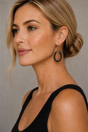 Jolly Venezia Dark Grey Hoop Earrings