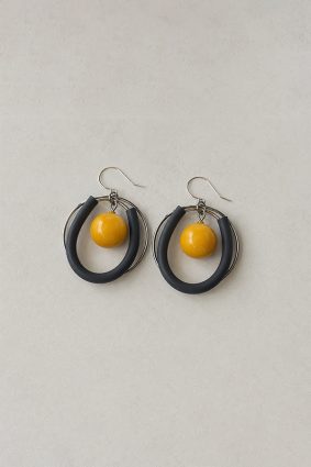 Jolly Venezia Dark Grey Hoop Earrings