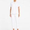 Mela Purdie Zip Tapered Pant in White front view showing streamlined silhouette and cropped length