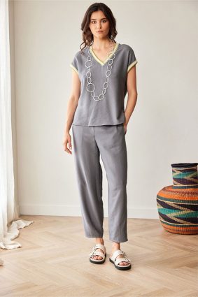 Peruzzi Barrel Trouser Elephant in soft grey