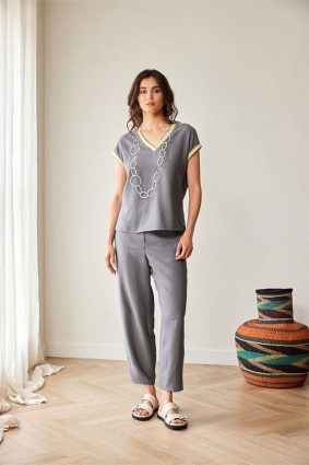 Peruzzi Barrel Trouser Elephant in soft grey