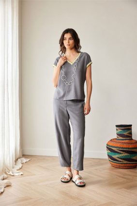 Peruzzi Barrel Trouser Elephant in soft grey