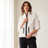Peruzzi Contrast Pocket Jacket Ecru/Blk with black trim