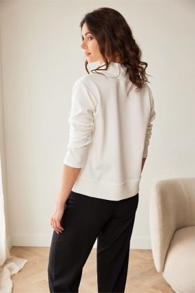 Peruzzi Contrast Pocket Jacket Ecru/Blk with black trim