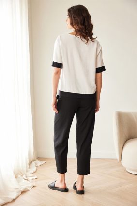 Alternative view of Peruzzi Metallic Brush Top Ecru/Black