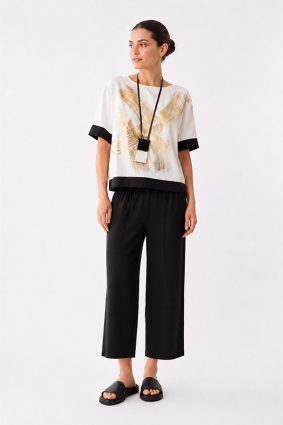 Peruzzi Relaxed Trouser Black high-waisted wide leg trouser