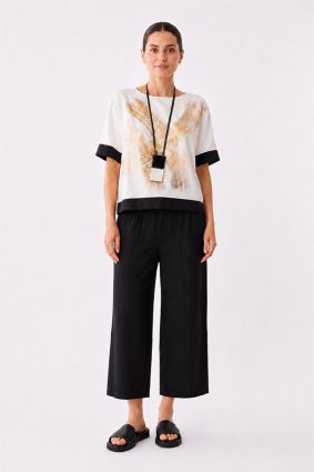 Peruzzi Relaxed Trouser Black high-waisted wide leg trouser