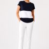 Peruzzi Turn Up Trouser Ecru slim leg pull-on trouser
