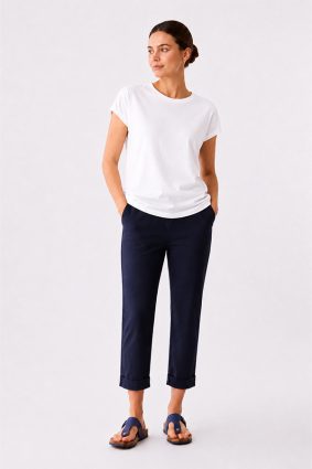 Peruzzi Turn Up Trouser Navy slim leg pull-on trouser